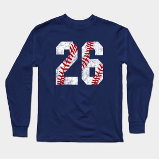 Vintage #26 Baseball Laces Baseball Mom Jersey Love Baseball T-shirt Long Sleeve T-Shirt